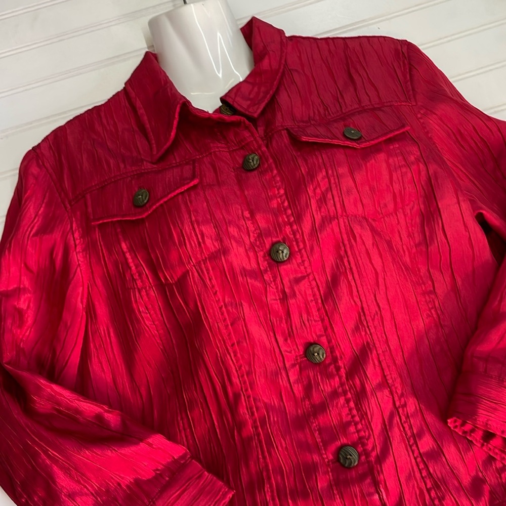 Ruby Rd. Red Crinkled Jacket. - Picture 8 of 9